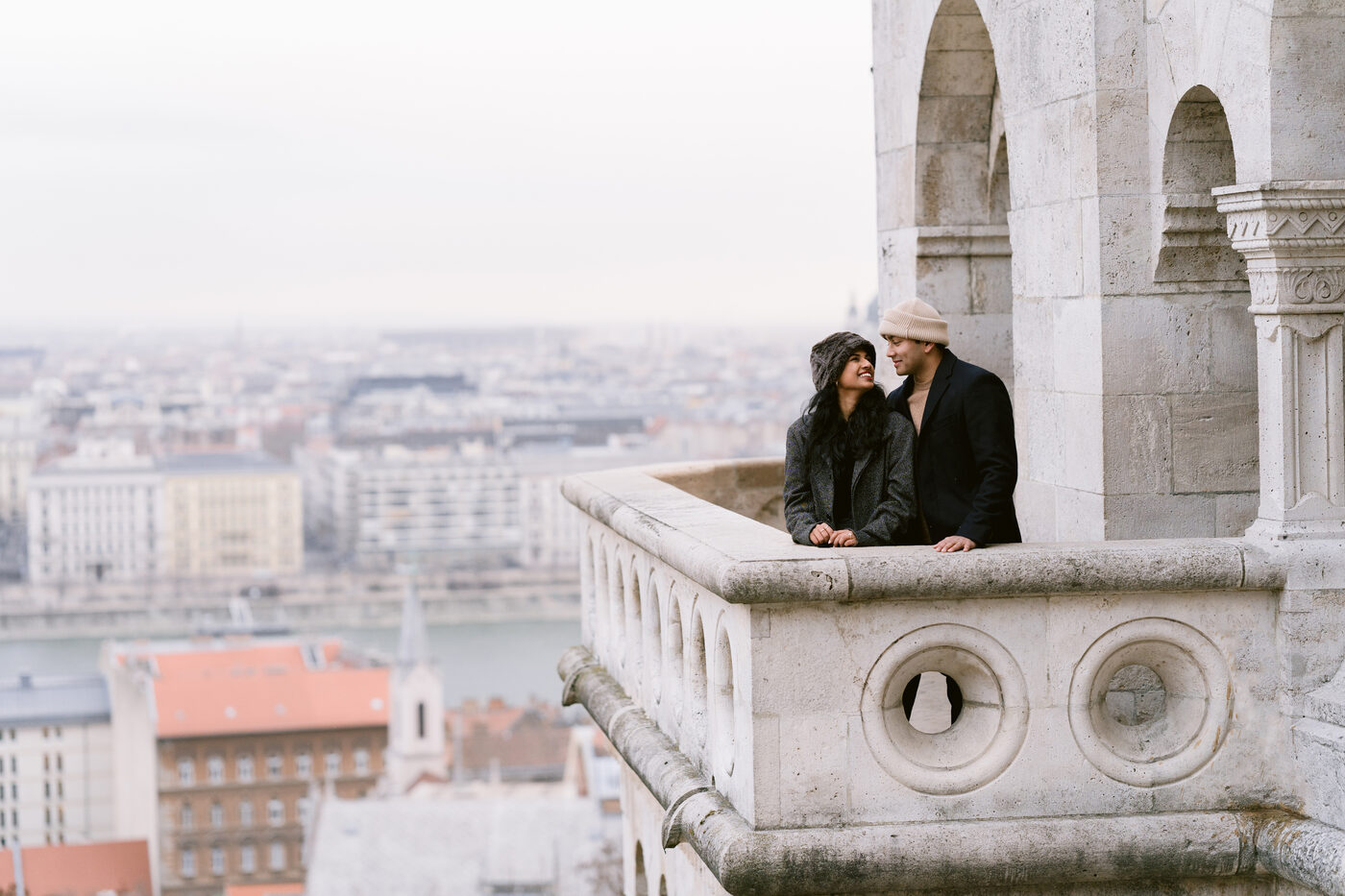 Couple overlooking Budapest