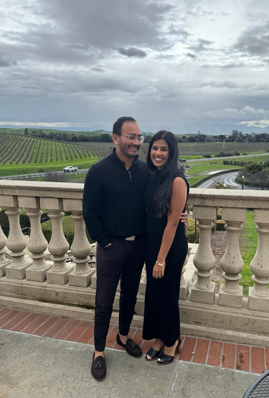Rahul and Radhika at a winery